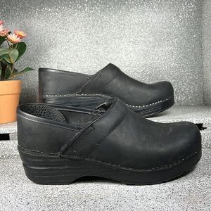 Dansko Black Leather Clogs Mules Professional Shoes Size 6.5 7
